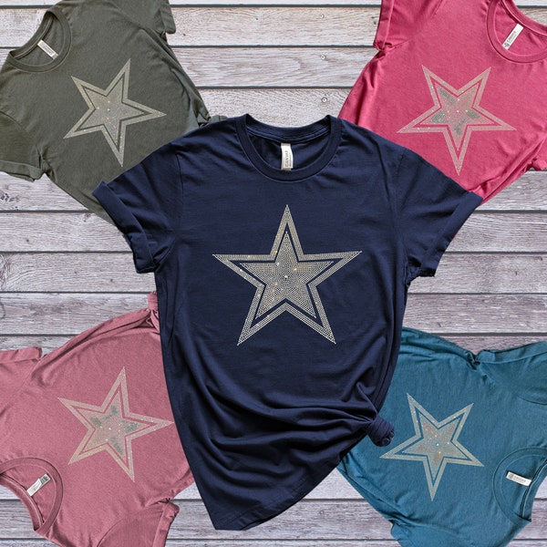 Star Rhinestone Shirt, Dallas Rhinestone Shirt, Cowboys Rhinestone T-shirt, Dallas Rhinestone T-shirt,  Star Bling Shirt, Dallas Bling Shirt