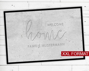 Felpudo XXL "Welcome Home" con nombre o texto Antideslizante | | lavable | de alta calidad Zona exterior | Alfombra de trampa de suciedad | | de alfombrilla