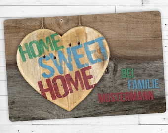 Doormat with name, individually "Home Sweet Home" Non-slip | Washable | High-quality | Outdoor area | Dirt trap mat | Door mat |