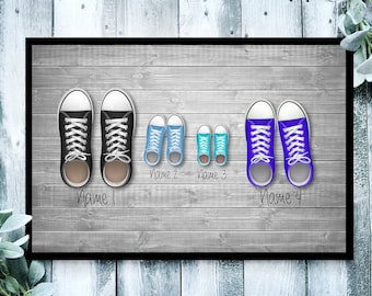 Fußmatte, personalisiert mit Namen, Schuhe, Sneaker, Abtreter, Sauberlaufmatte, verschiedene Farben möglich, waschbar & rutschfest, mit Rand