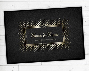 Floor mat "Gold" personalized with name or text Non-slip | Washable | High-quality | Outdoor area | Dirt trap mat | Door mat |