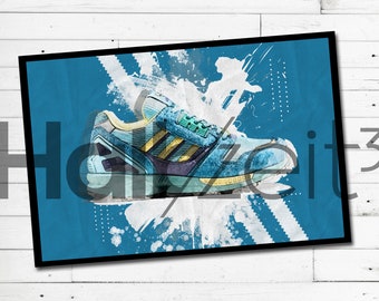 Sneaker Fussmatte handgezeichnet - UNIKAT - Doormat, Abtreter, Fussabstreifer, Schuhe, Turnschuhe, Rarität