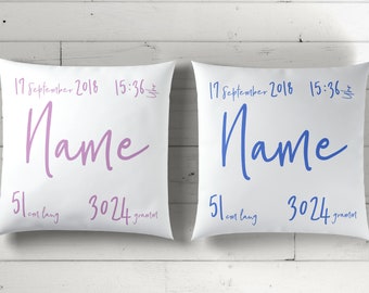 Personalized baby pillow with birth name