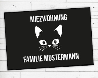 Doormat "Miezwohnung" (cat) with name or text Non-slip | Washable | High-quality | Outdoor area | Dirt trap mat | Door mat |