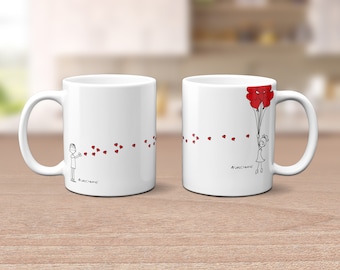 Gorrión Sucio® | Taza pareja "Amantes" con nombres (juego de 2) | regalo | Taza | taza de café | regalo | Día de San Valentín | boda |