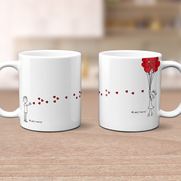 Dreckspatz® | Pärchen Tasse "Liebespaar" mit Namen (2er Set) | Geschenk | Becher | Kaffeetasse | Geschenk | Valentinstag | Hochzeit |