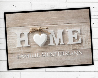 Doormat "HOME" personalized with name or text Non-slip | Washable | High-quality | Outdoor area | Dirt trap mat | Door mat |