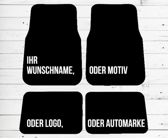 Auto-Fußmatten 4er Set mit Namen, Motiv oder Text Rutschfest