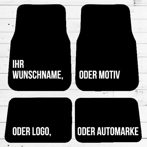 Auto-Fußmatten 4er Set mit Namen, Motiv oder Text Rutschfest | Waschbar | Hochwertig | Aussenbereich | Schmutzfangmatte | Türmatte |