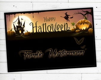 Doormat "Halloween" with your name or text Non-slip | Washable | High-quality | Outdoor area | Dirt trap mat | Door mat |
