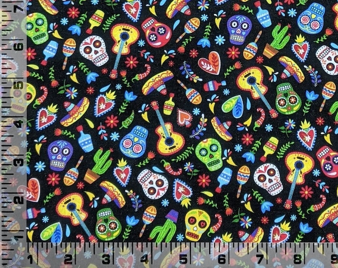 Fabric for Día de los Muertos – Day of the Dead Fabric by the Yard