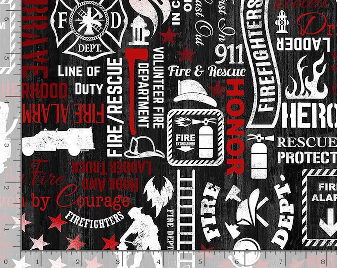 Firefighter Theme Fabric – Timeless Treasures Firefighter Words