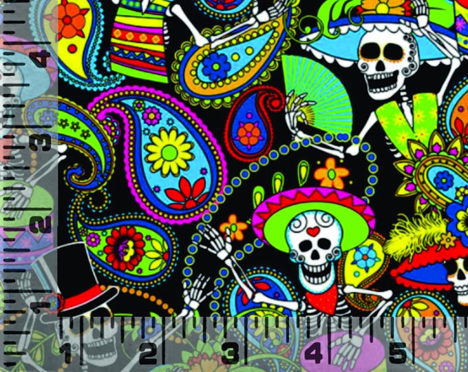 Fabric Day of the Dead – Timeless Treasures Packed Day of the Dead Skeletons