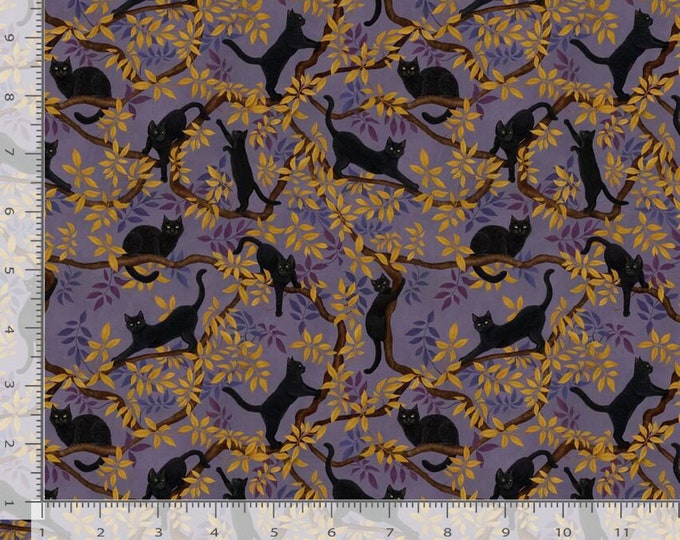 Timeless Treasures Black Cat Fabric - 100% Cotton, Perfect for Crafting and Sewing Projects