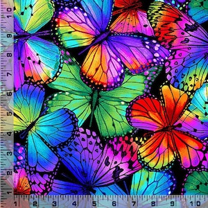 Fabric with Butterflies – Timeless Treasures Packed Multi Bright Butterflies