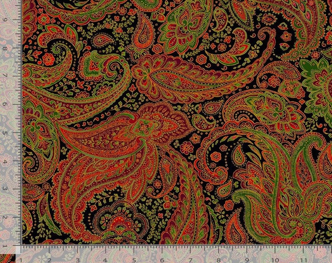 Paisley Christmas Metallic Fabric