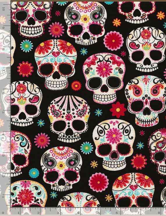 Celebrate the Day of the Dead with our Beautiful Sugar Skull Fabric – Dia de los Muertos