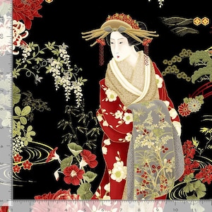 Geishas in Garden Allover Fabric – Asian Oriental Fabric Timeless Treasures