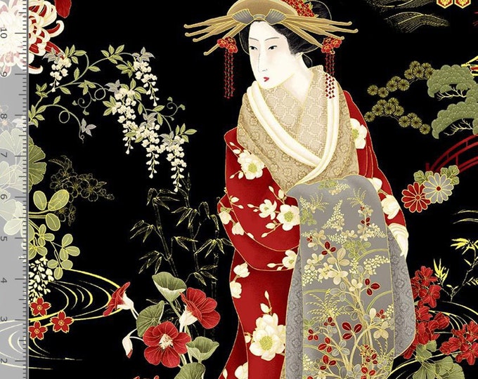 Geishas in Garden Allover Fabric – Asian Oriental Fabric Timeless Treasures