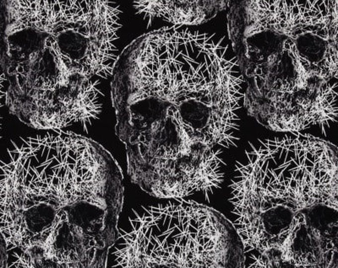 Gothic Skull Fabric – Michael Miller Freak Out Skulls Grey Fabric