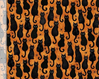 Halloween Black Cat Fabric 100 Cotton Timeless Treasures Spooky Feline Fabric by the Yard for Quilting Sewing Crafting