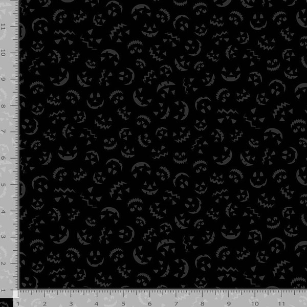 Halloween Pumpkin Fabric Black – Jack O Lanterns Silhouettes Product images are AI-generated and are intended for illustrative purposes only