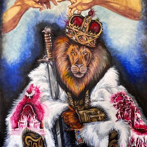 Painting Canvas Art Acrylic Original Masterpiece Lion King of Kings Revelation Royalty Majesty Redemption Salvation Baptism Holy Spirit