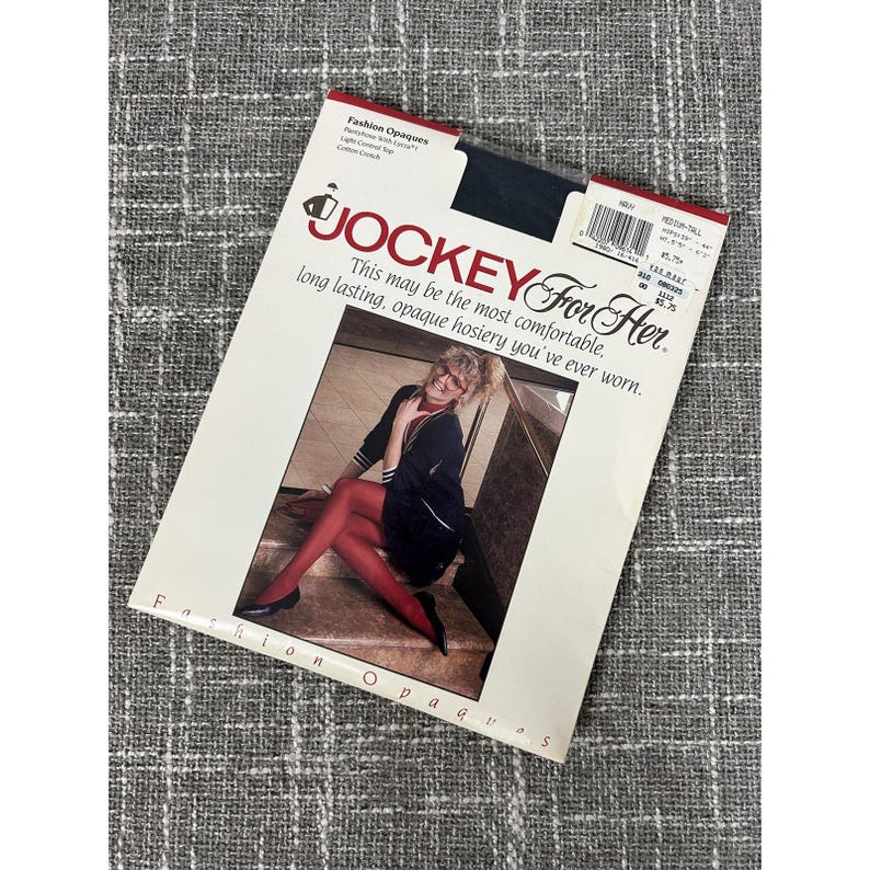 Vintage Jockey for Her Pantyhose Medium Tall Up to 6'2" Navy Blue 1989 Hosiery image 1