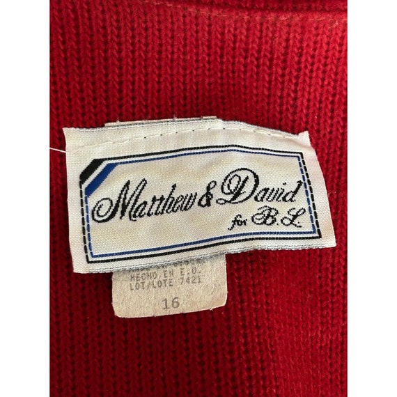Matthew & David For BL Button Knitted Red Sweater… - image 5