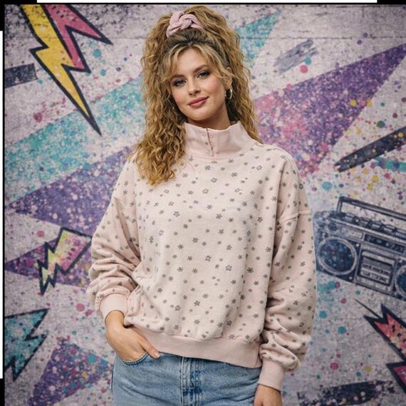 Active Elements Pullover Pink Snowflakes Sweatshi… - image 1