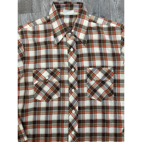 Jeans Joint Button Up Long Sleeve Plaid Chest Poc… - image 2