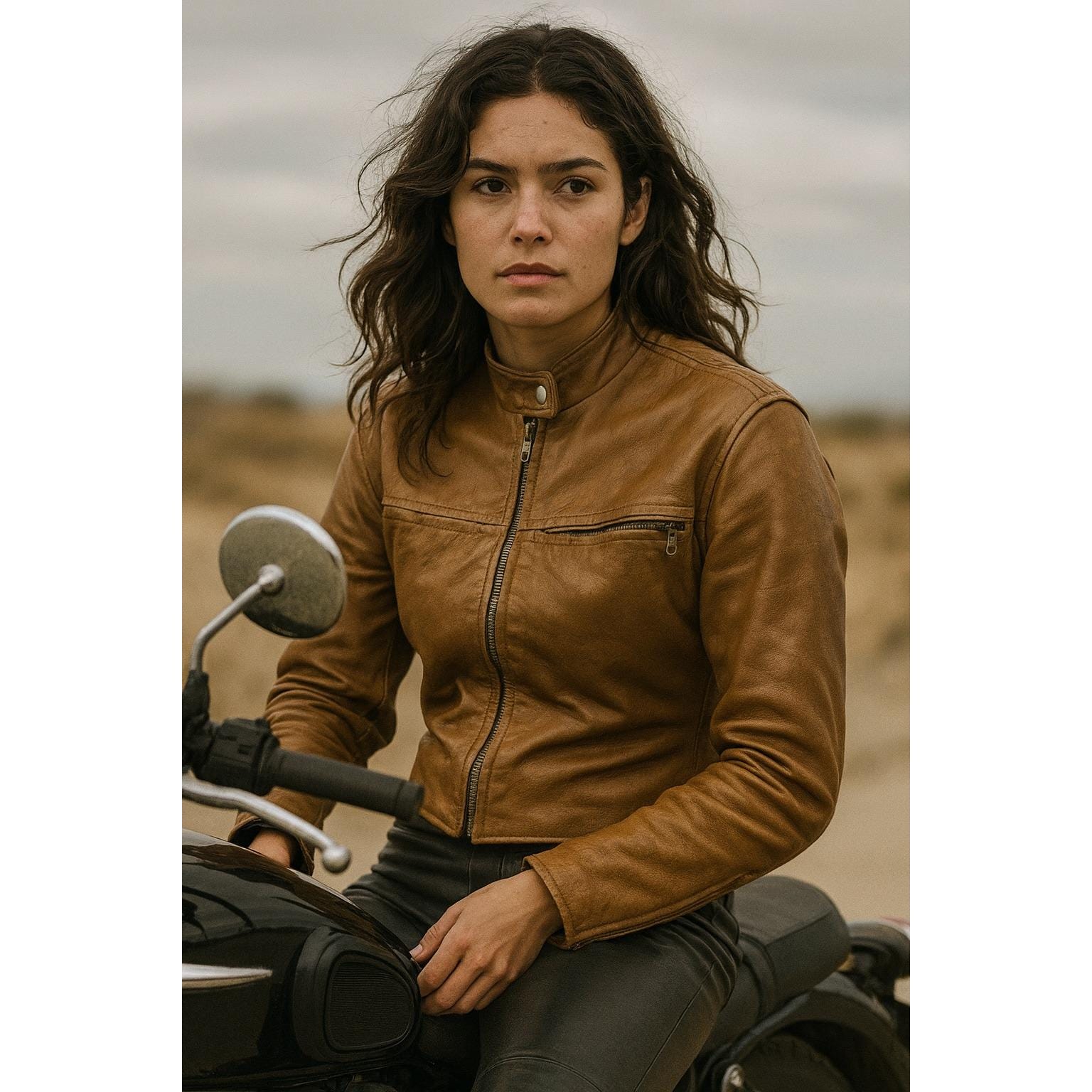 Harley-davidson AMF Brown Leather Zip Pockets Women's Motorcycle