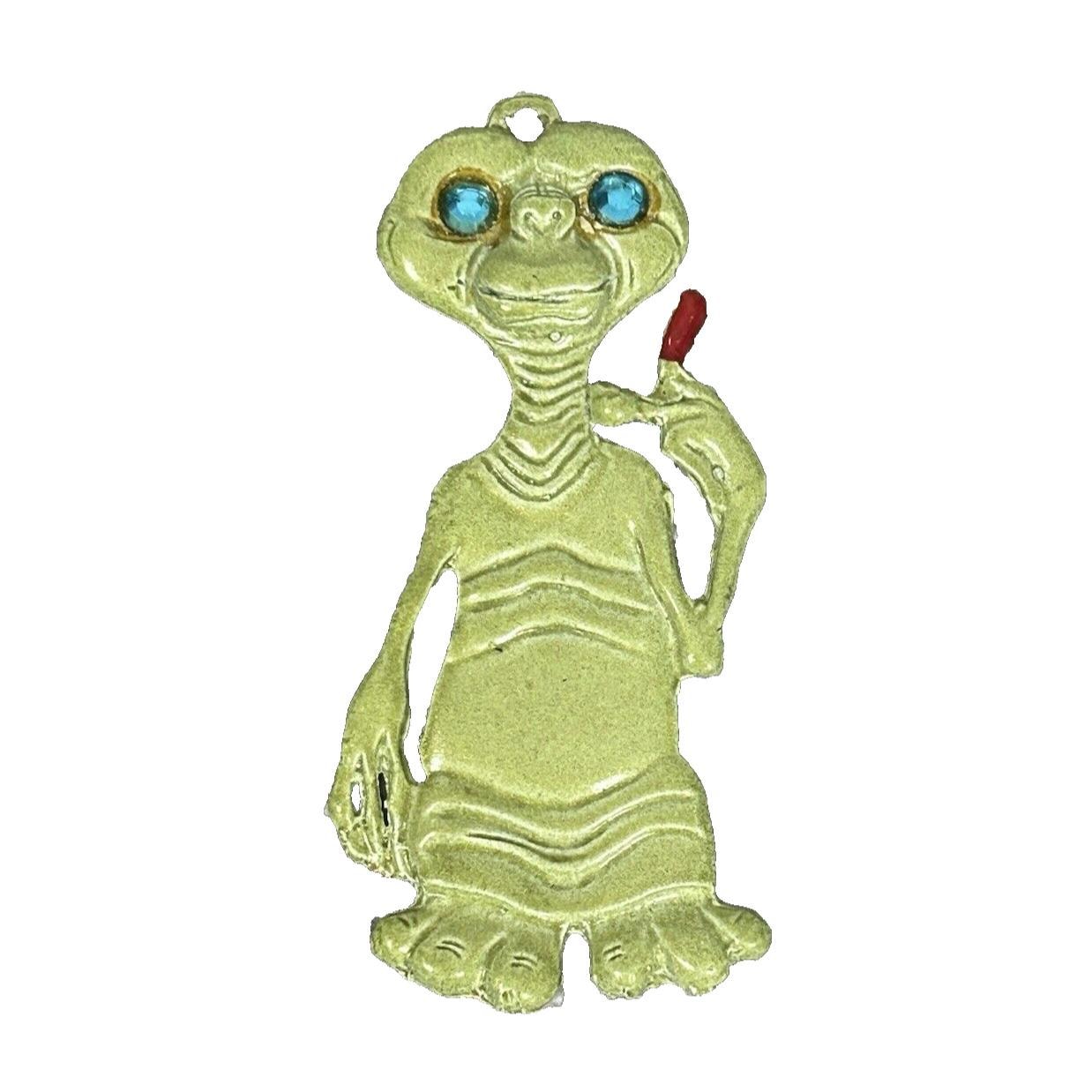 Vintage Metal Alien Pendant Charm Sparkle Rhinestone Eyes E.T. 2.5