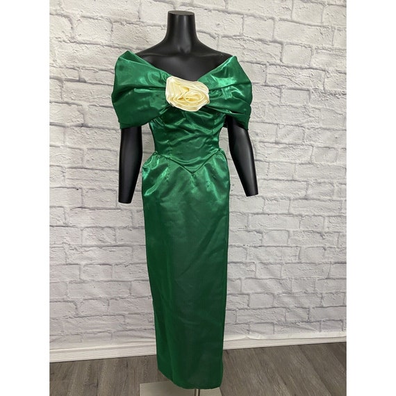 Handmade Green Metallic Prom Dress Shimmer Formal… - image 1