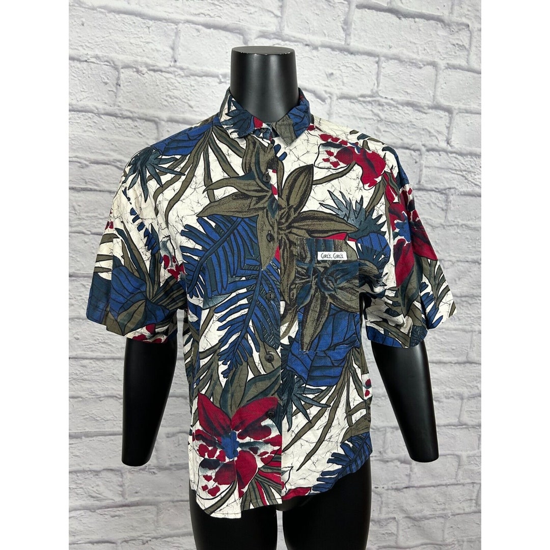 90's Bright Blue Multicolor Floral Button Up by Carole Little Sport