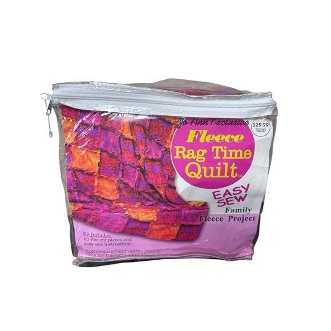 Vintage Easy Sew Family Fleece Rag Time Quilt Kit Pre Cut Bright Pink ...