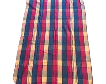 Vintage Chatham Wool Blanket Plaid Throw Camp Cabin Stitch 74x51 Lodge Stadium