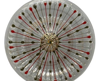 Vintage Higgins Fused Art Glass Atomic Starburst Charger Plate 11,5" MCM Signerad