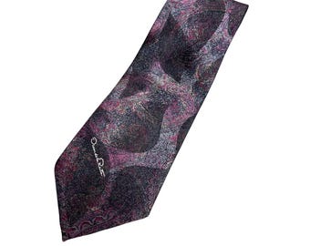Oscar de la Renta Purple Hearts Paisley Necktie for Men Designer Silk Tie USA