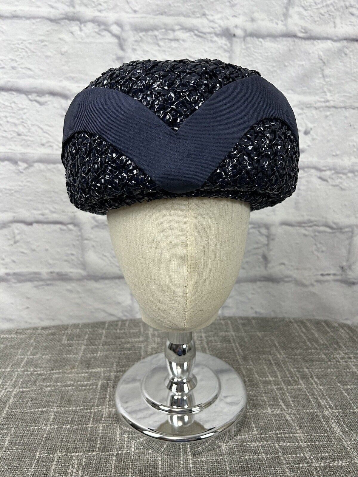 Vintage Trebor 1950s Lacquered Raffia Woven Hat Turban  display picture 3