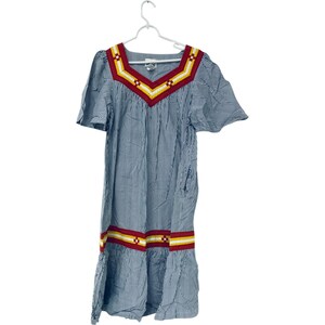 Beth Michael&#39;s Leisurewear Striped Midi Dress Womens Size M Cotton Muu Muu Vtg