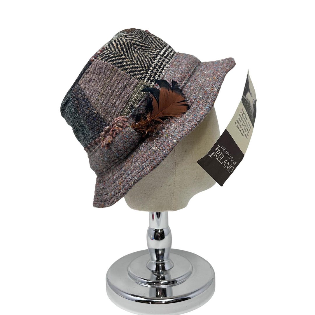 Hanna Hats of Donegal Irish Tweed Patchwork Wool Bucket Hat  display picture 3