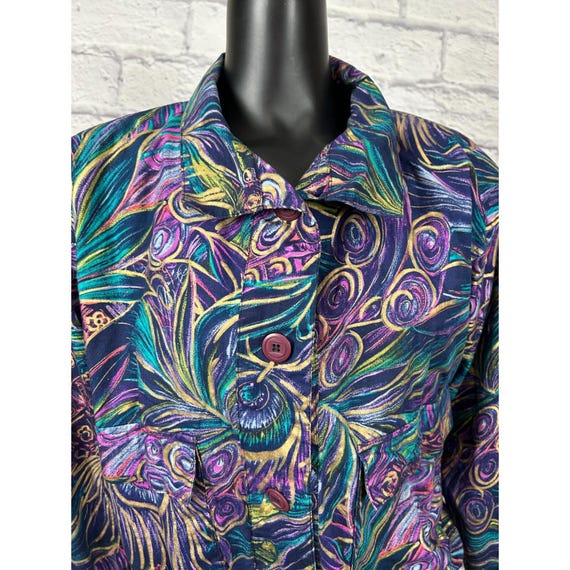 Gdt Too Button Front Shoulder Pads Jacket Swirl P… - image 2