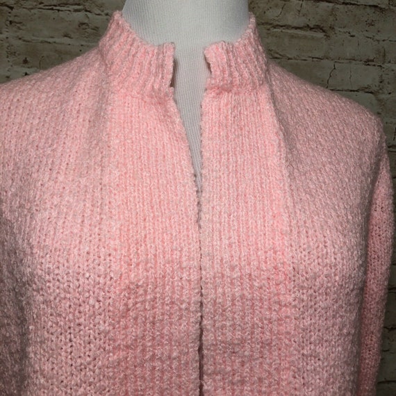 Vintage Acrylic Pink Open Sweater Cardigan Moneta… - image 2