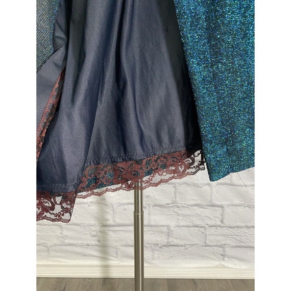 Vintage 70s Handmade Maxi Glitter Dress Lace L Pr… - image 9