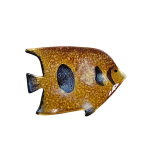 Assiette à poisson en céramique vintage unique, décor côtier, décor de maison de plage