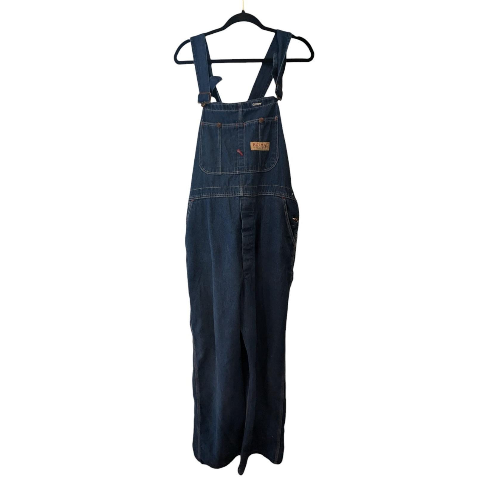 Big Mac Suspender Bib Overalls Blue Jean Denim Vintage USA Men's