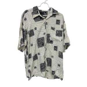 J. Ferrar Button Up Shirt Mens Size Large Multi Geometric Print Short Sleeve