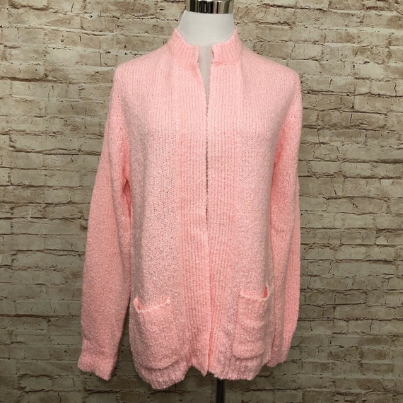 Vintage Acrylic Pink Open Sweater Cardigan Moneta… - image 1