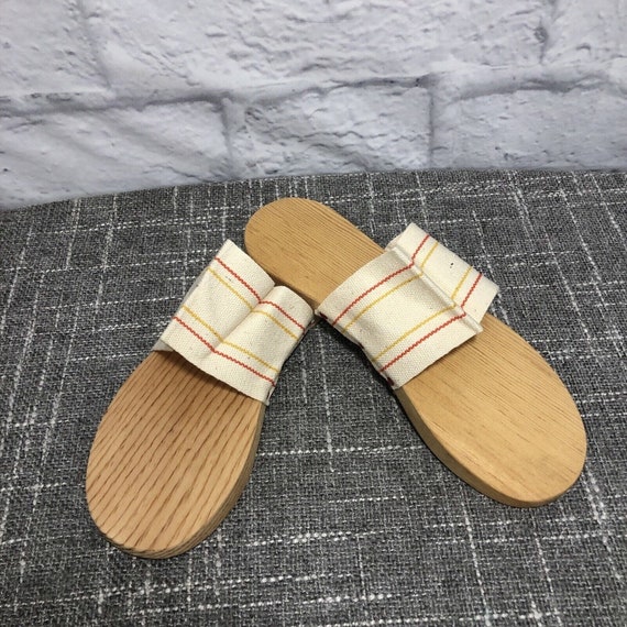 Vintage Wooden Shower Clogs Shoes Slide On 1960s D